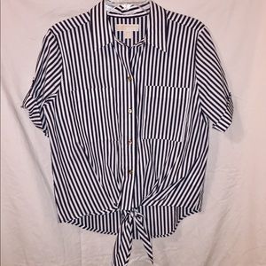 Michael Kors Grey & White Striped Blouse.